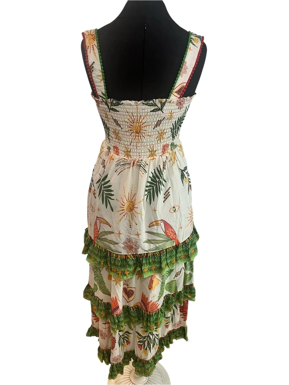 Shore Brand Thalia Tiered Toucan Dress Cotton Small $285 Retail Resort Festival - Picture 4 of 6